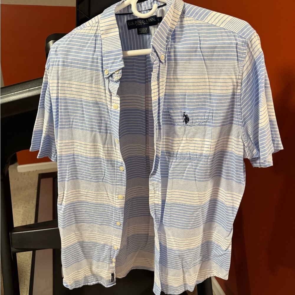 U.S. Polo Assn. Blue and White Casual Button Down Shirt